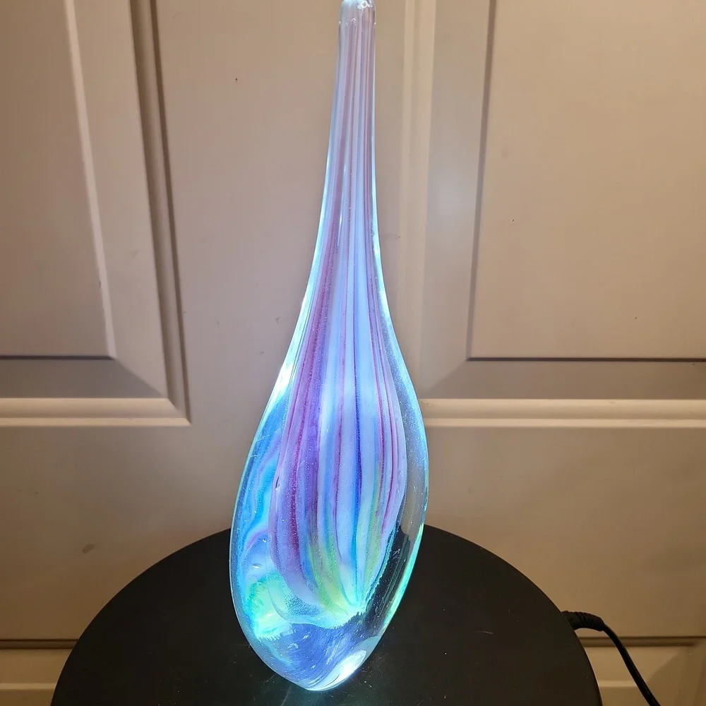 Art Glass Teardrop Sculpture Vintage 10 5/8